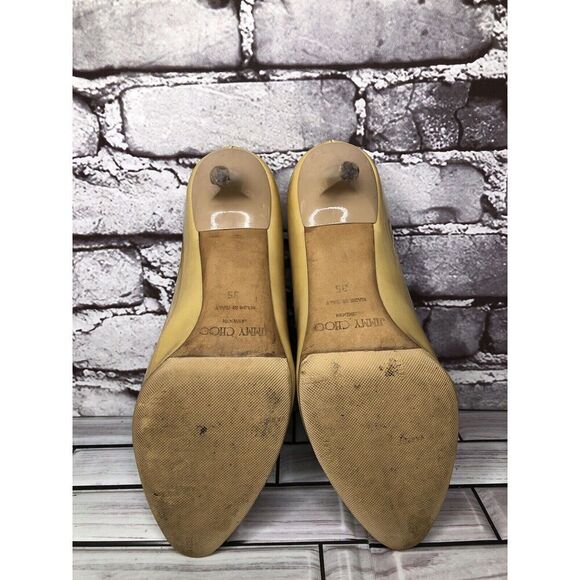 JIMMY CHOO London Yellow Patent Leather Kitten Pumps Heels Women’s Sz 35EU/5M US - Picture 8 of 16